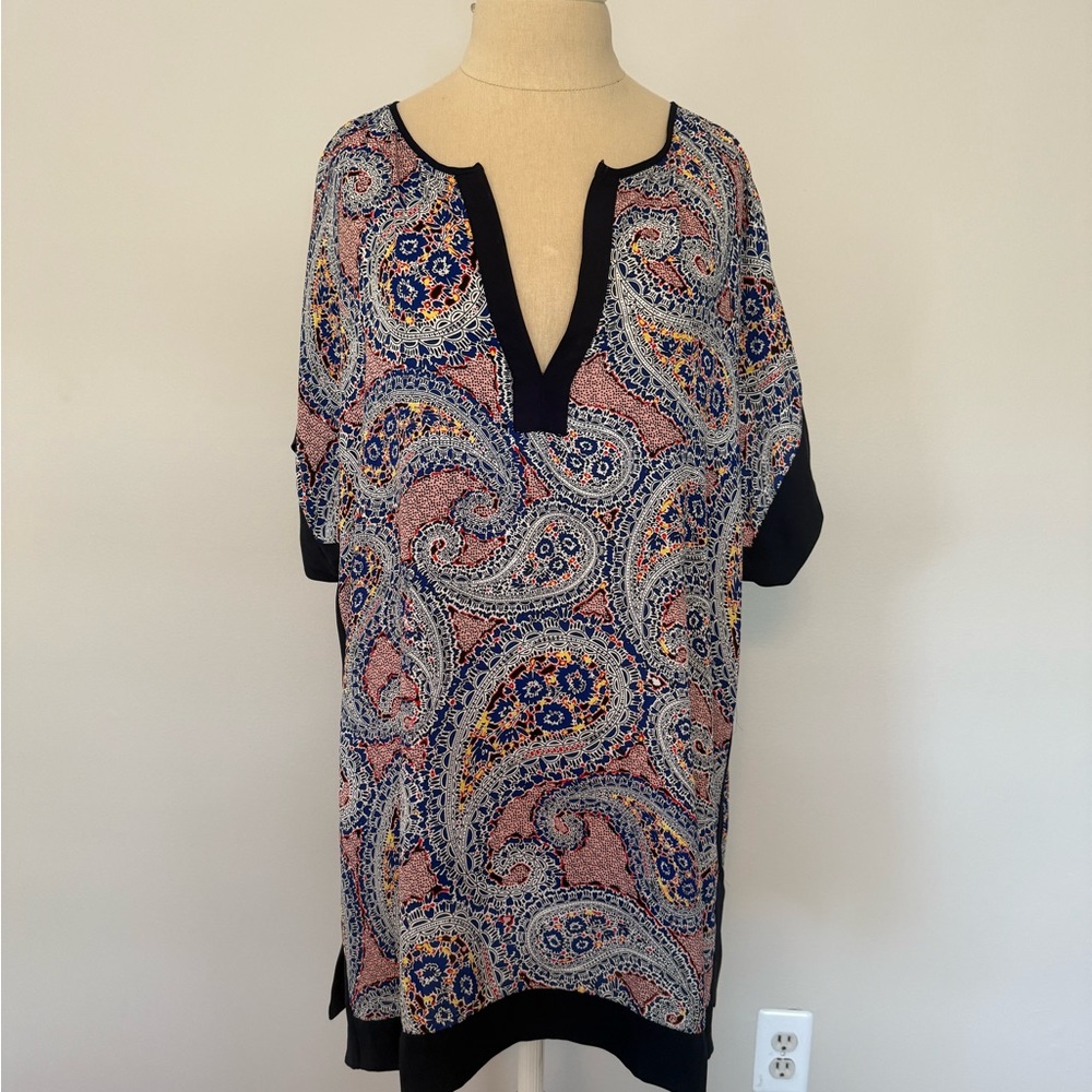 J. Crew Blue and Pink Paisley Tunic Top